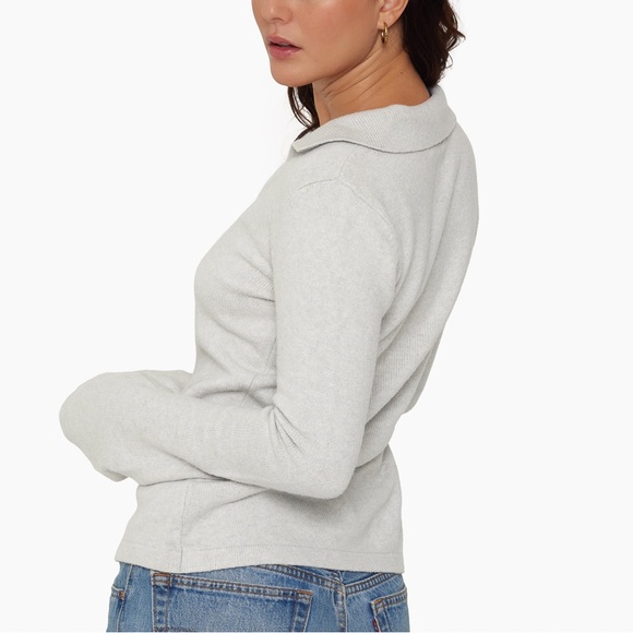 SET ACTIVE Jersey Knit Double V Cardigan & Tie Waist Wide Leg Pant in Fog Grey - Picture 3 of 13